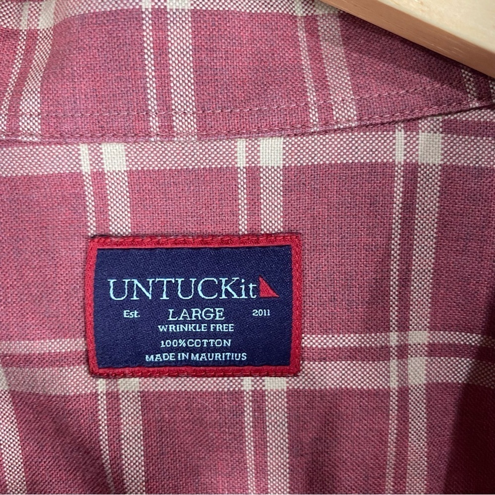 UNTUCKit Men's Colson Wrinkle Free 100% Cotton Plaid Button Up Down Shirt Large - Picture 3 of 7